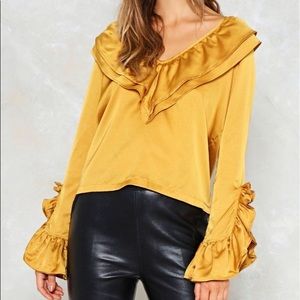 Satin ruffle top